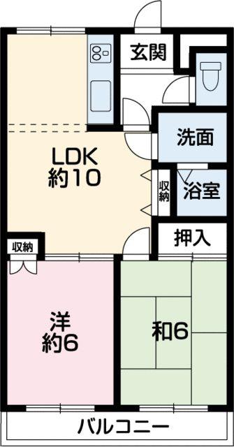 ピア・ルミナス1番館(2LDK/1階)の間取り写真