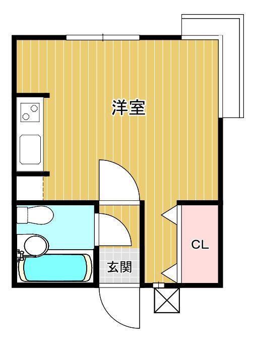 タジママンション(1K/1階)の間取り写真
