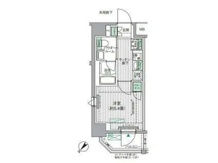 BPRレジデンス青砥(1K/5階)の間取り写真