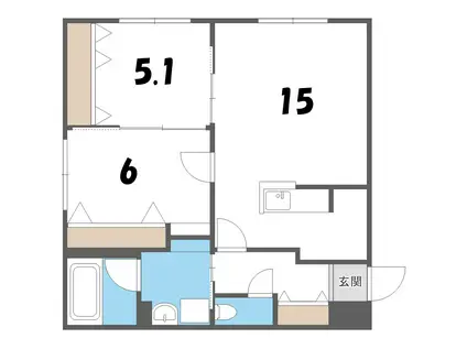 PRIME COUR月寒西(2LDK/4階)の間取り写真