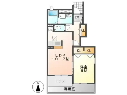 バンバハウス A・B(1LDK/1階)の間取り写真