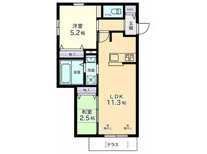 メゾン フルール(2LDK/1階)の間取り写真