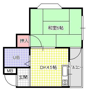サンライズ堀溝(1DK/2階)の間取り写真