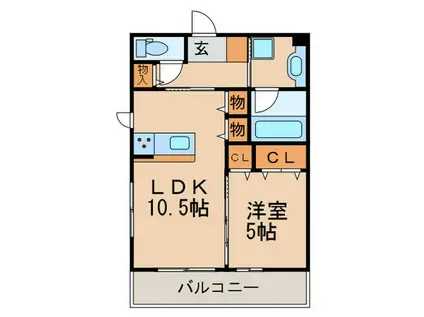 メゾンWATARI C棟(1LDK/1階)の間取り写真