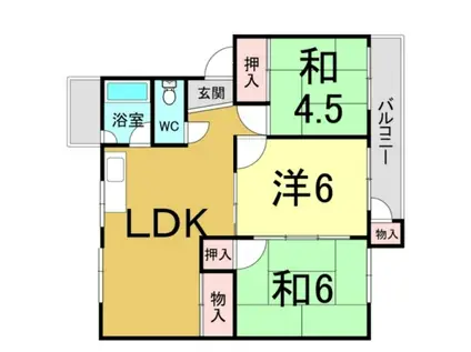 杭瀬団地21号棟(3LDK/2階)の間取り写真