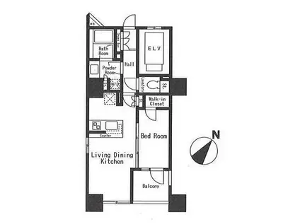 リビオレゾン日本橋浜町(1LDK/4階)の間取り写真