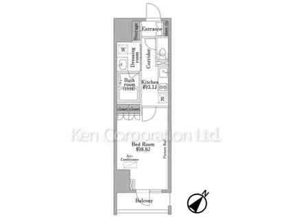 パークウッドレジデンス日本橋(1K/8階)の間取り写真