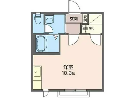 プランドールD棟(ワンルーム/2階)の間取り写真