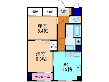 カサ・ミラ(2DK/1階)の間取り写真