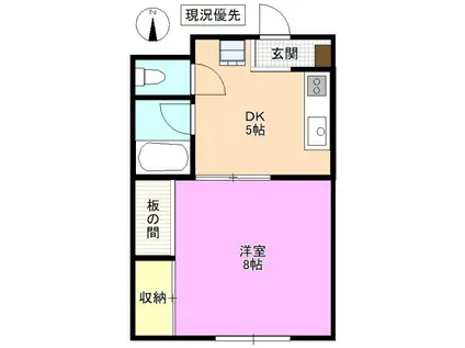 ヴィラ滝沢筑摩(1DK/2階)の間取り写真