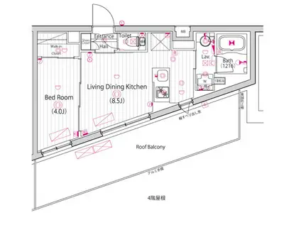 ガーラ・ステーション川崎久地(1LDK/5階)の間取り写真