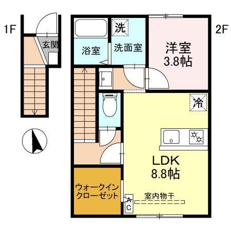RELUXIA A(1LDK/2階)の間取り写真