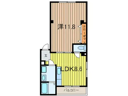 タムラマンション(1LDK/2階)の間取り写真