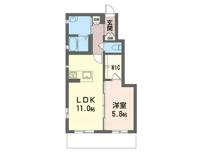 アムール・シャトーA(1LDK/1階)の間取り写真