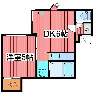 グリーンパーク月寒(1DK/2階)の間取り写真