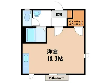 プランドールD棟(ワンルーム/1階)の間取り写真