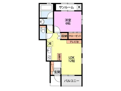 FORAIR B(1LDK/1階)の間取り写真