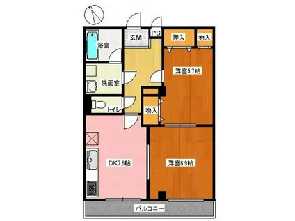 丸宮ビル(2DK/3階)の間取り写真