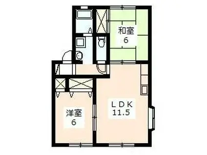 ヴィラ・サザンクロス(2LDK/1階)の間取り写真