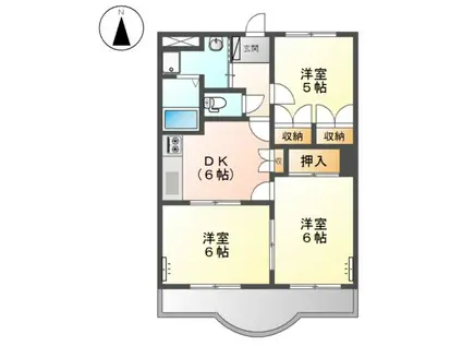 マーキュリーV(3DK/1階)の間取り写真