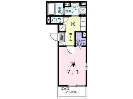 PRANDIA(1K/2階)の間取り写真