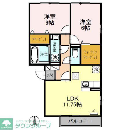 ルミエール(2LDK/1階)の間取り写真
