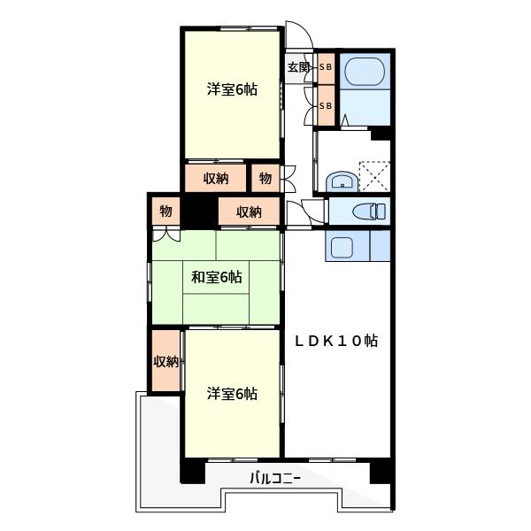 長町南たちばなビル(3LDK/3階)の間取り写真