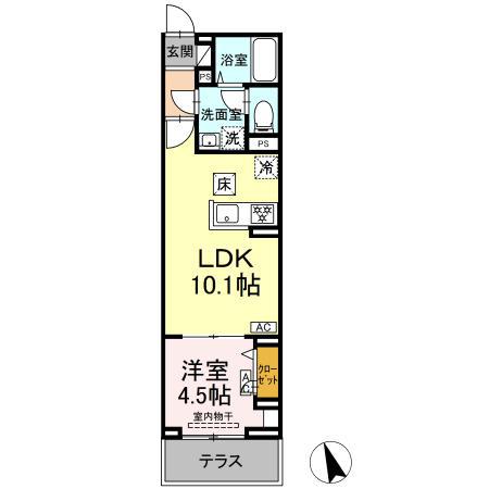 セレスティア池袋立教通(1LDK/1階)の間取り写真