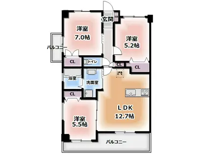 ウェルステ-ジ(3LDK/2階)の間取り写真