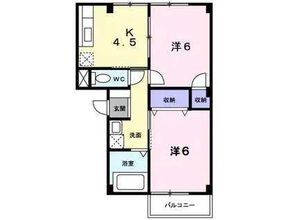 バイオレットヒルズ(2K/2階)の間取り写真