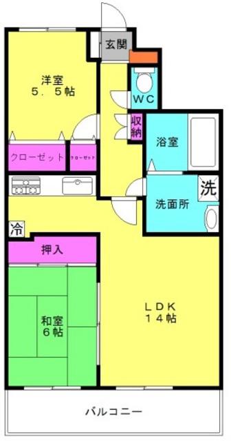 ベルトピア西明石III(2LDK/1階)の間取り写真