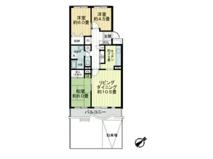 テレパレス日限山(3LDK/1階)の間取り写真