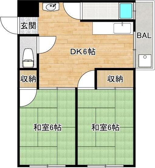 たきがわマンション(2DK/2階)の間取り写真