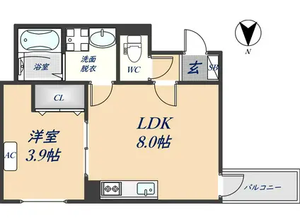 D PORTA TRAPA(1LDK/2階)の間取り写真
