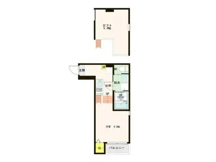 ハーモニーテラス花川II(1K/2階)の間取り写真