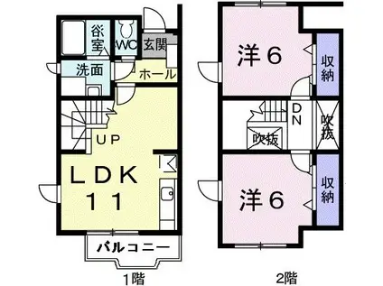 シャンドフルール関(2LDK/1階)の間取り写真