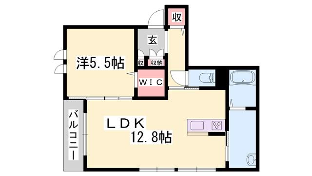 リメインらかん W棟(1LDK/2階)の間取り写真