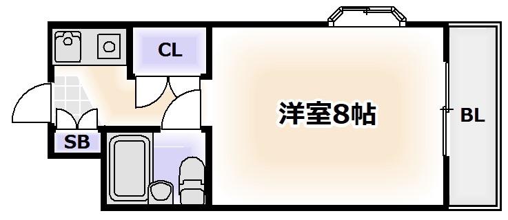 パレユニオン鶴ヶ丘(1K/5階)の間取り写真