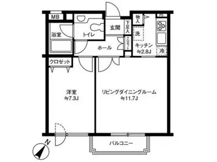 代々木エリアの高級物件 参宮橋マンション(1LDK/2階)の間取り写真