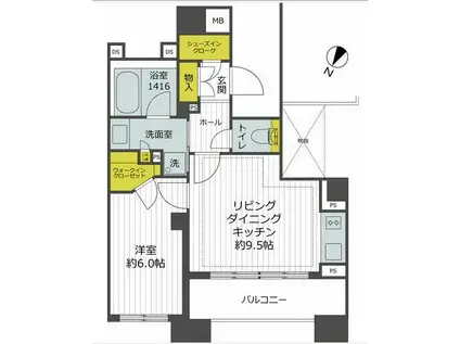 イニシアイオ西麻布(1LDK/10階)の間取り写真