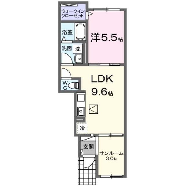 アンフィニ土浦A(1LDK/1階)の間取り写真
