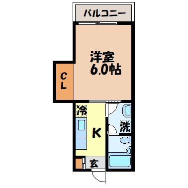 コーポK(1K/1階)の間取り写真