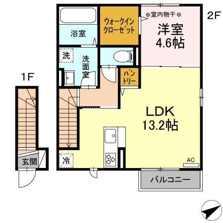 フォルグランツII(1LDK/1階)の間取り写真