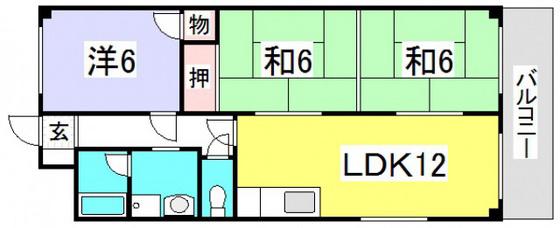 みのうコーポ(3LDK/4階)の間取り写真