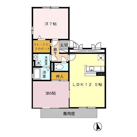ソレーユ(2LDK/1階)の間取り写真