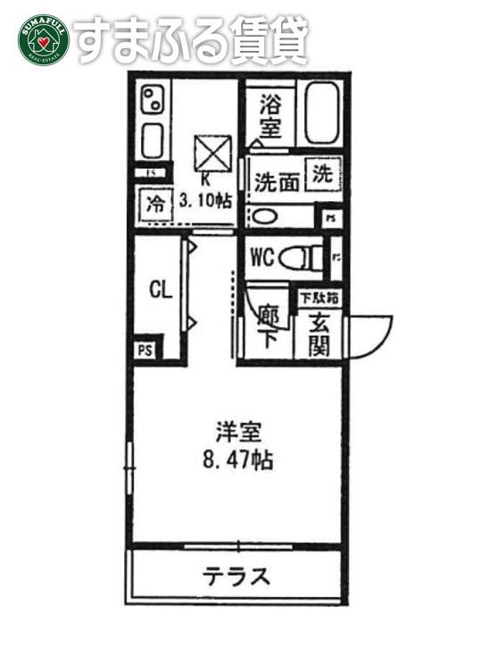 HERMITAGE羽根(1K/3階)の間取り写真
