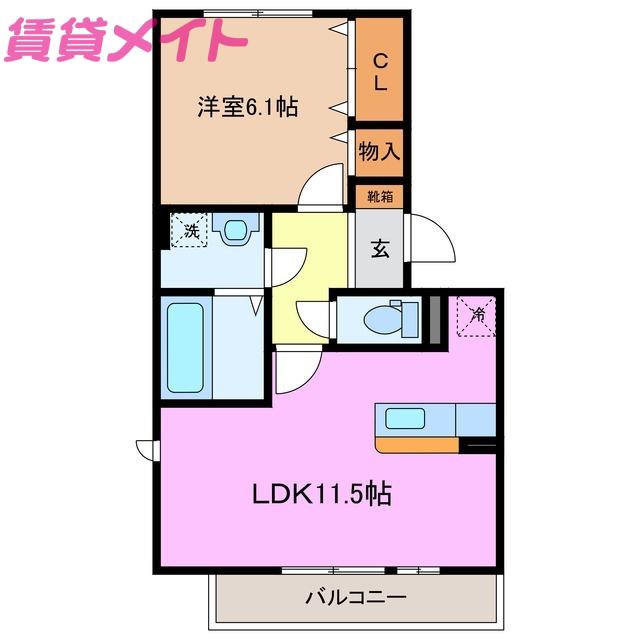 カーサ・ドゥ・ソレイユ(1LDK/3階)の間取り写真