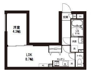 レピュア曙橋駅前レジデンス(1LDK/2階)の間取り写真