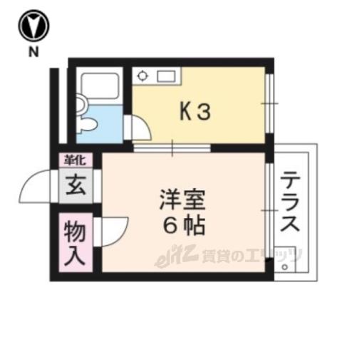 パープルハイツ(1K/3階)の間取り写真