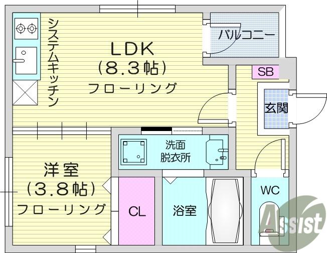 PRIME智明(1LDK/2階)の間取り写真
